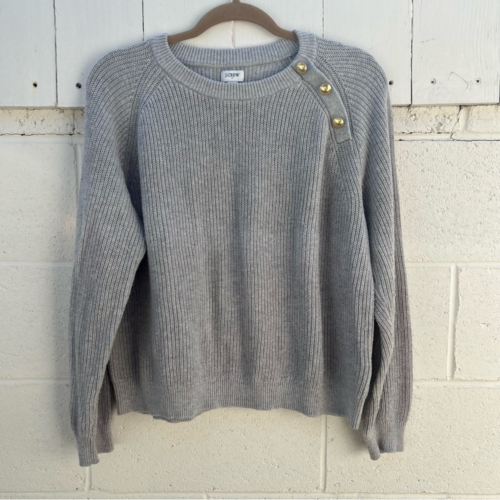 J. Crew Gray and Gold Crew Neck Sweater